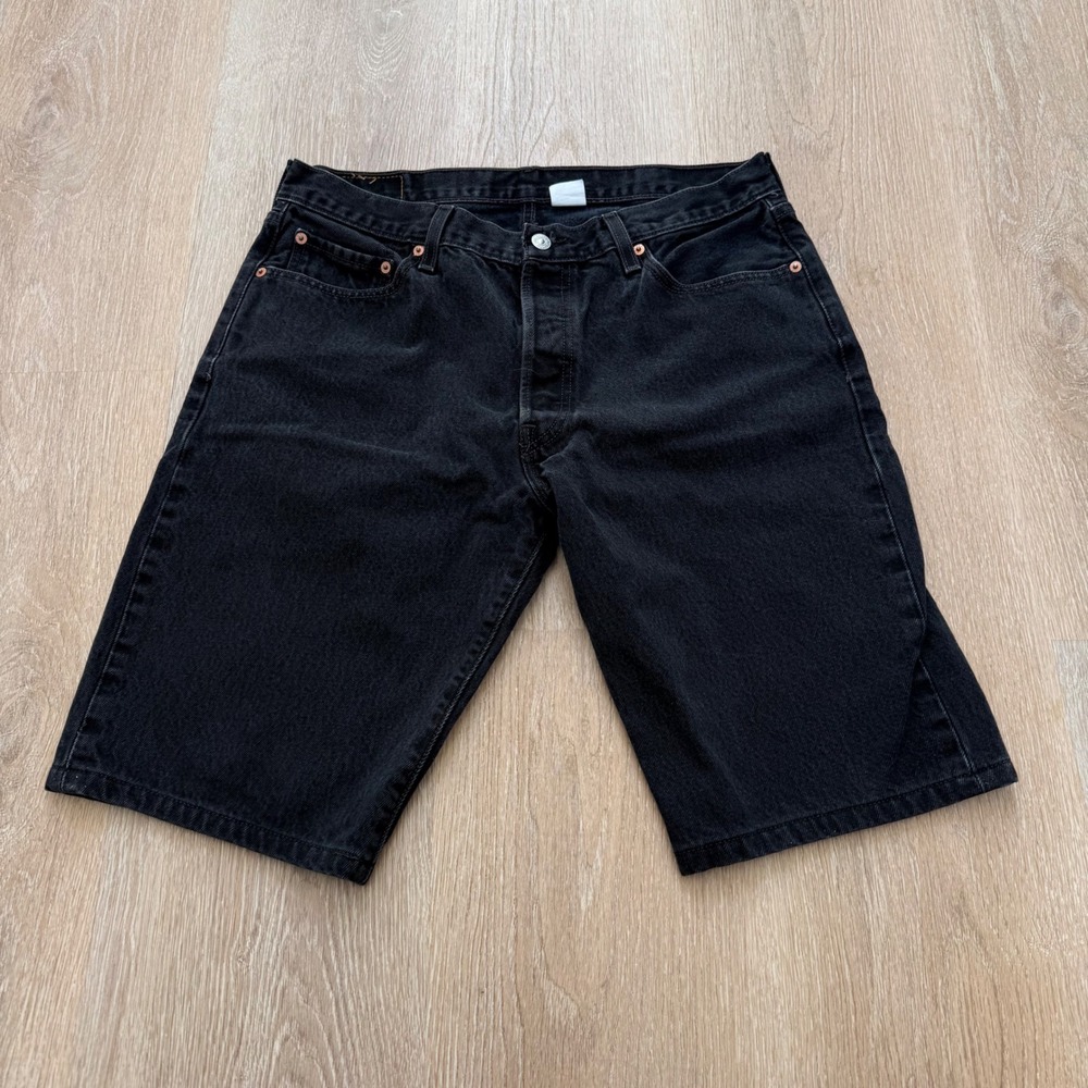 VTG Levi's 501xx Denim Shorts Mens 36 Black‎ Button Fly Straight Cotton Mexico